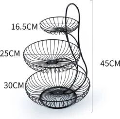 YNONA Fruitschaal - 3 Laags - Zwart - Fruitmand - Fruitmand Metaal - Etagère - Decoratie Schaal -Skimask 1200x1190 29