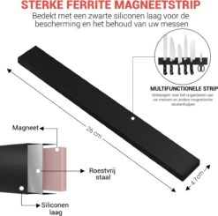 Messenmagneet - Met Siliconen Beschermlaag Voor Messen - Inclusief Schroeven En Pluggen - Magneetstrip - RVS - Zilver - 26cm -Skimask 1200x1190 4