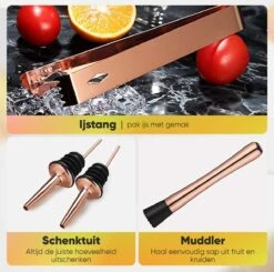 Cocktail Set Bartender Pros™ - Cocktail Shaker - 11-Delige Cocktailset - Boston Shaker - Cocktailshaker - Rose - RVS -Skimask 1200x1191 12