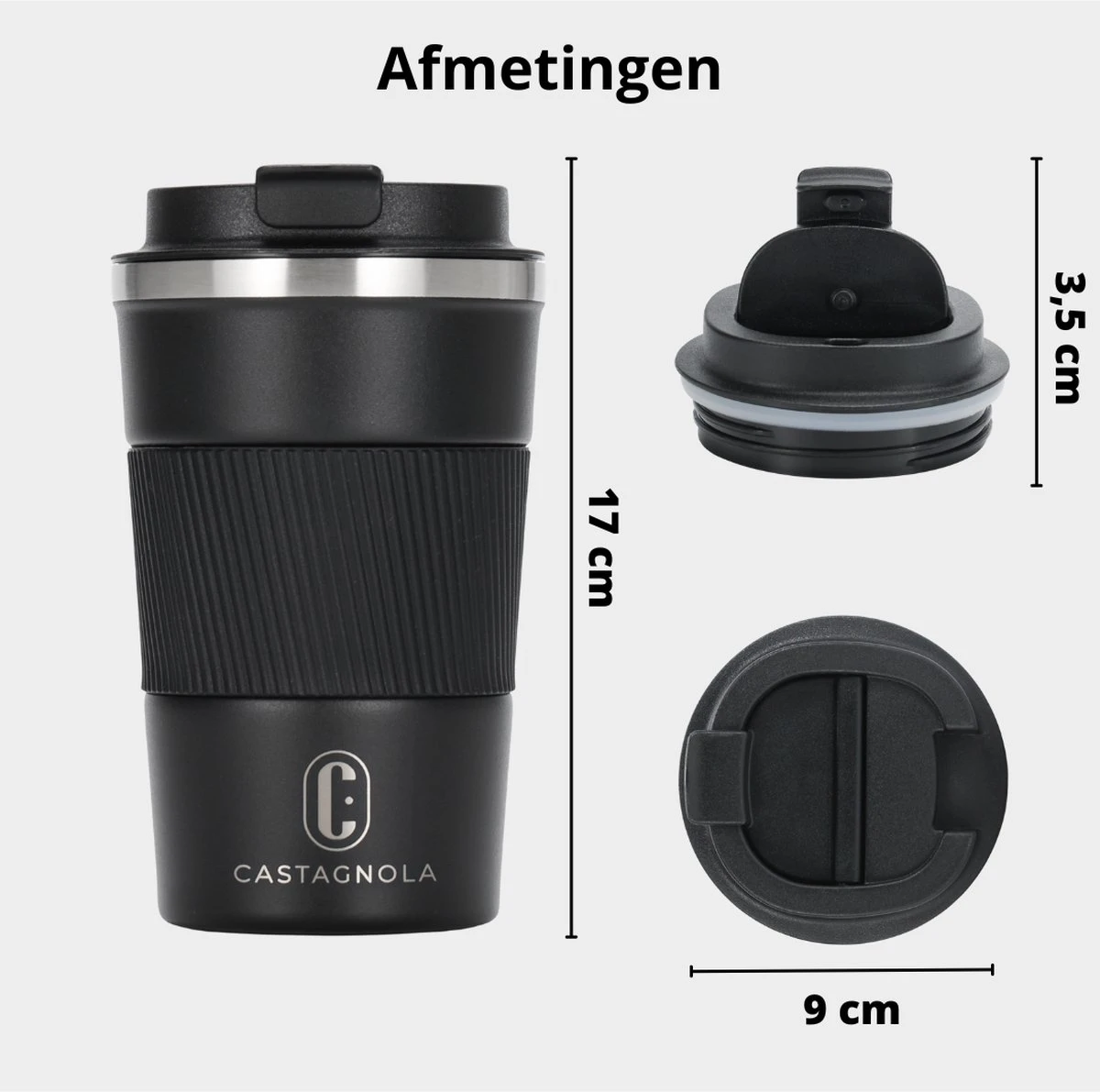 Castagnola Design RVS Koffiebeker To Go - Zwart - 380ml - Thermosbeker - Theebeker 8 Castagnola Design RVS Koffiebeker To Go - Zwart - 380ml - Thermosbeker - Theebeker - Afbeelding 6