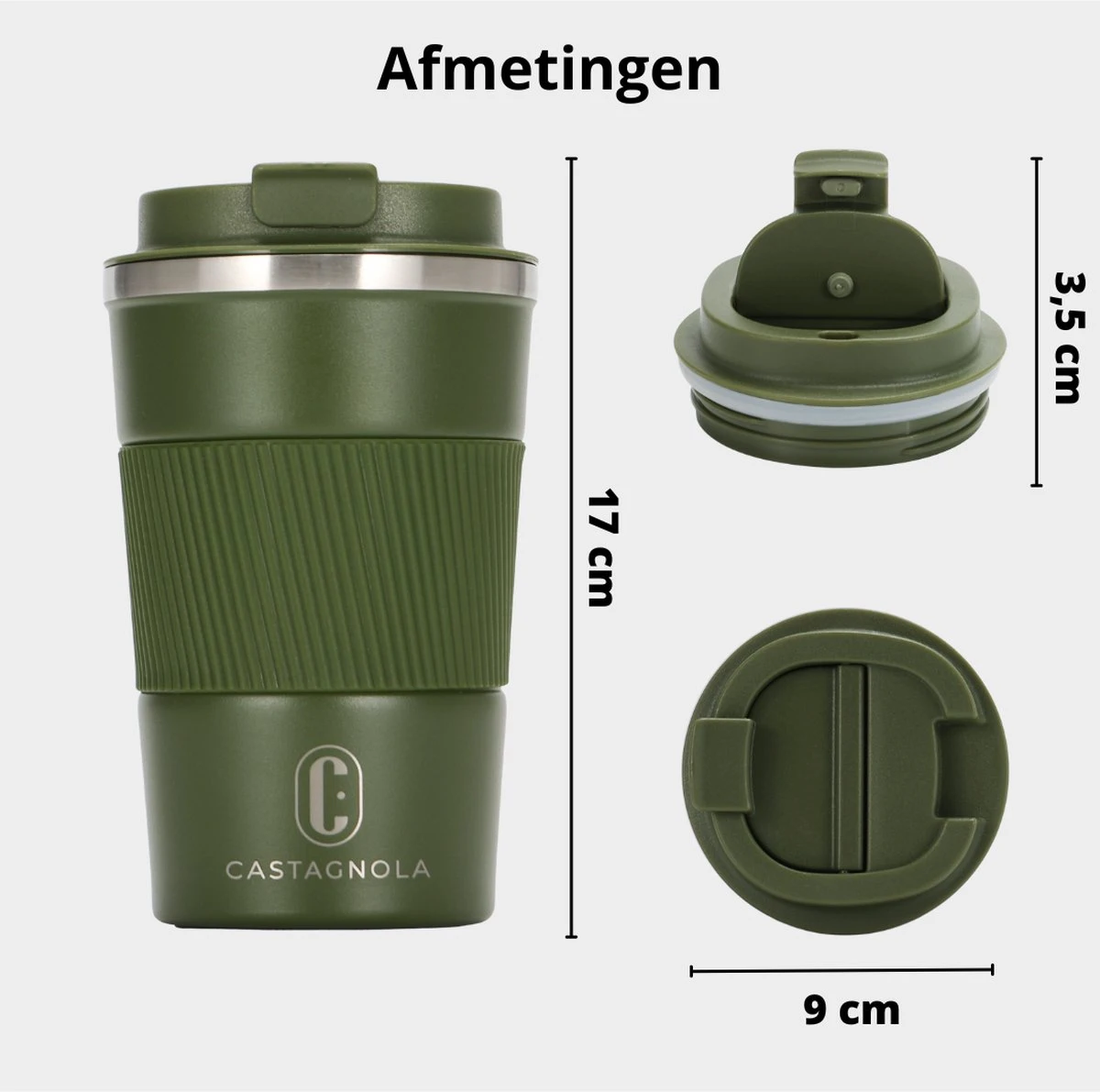 Castagnola Design RVS Koffiebeker To Go - Groen - 380ml - Thermosbeker - Theebeker 8 Castagnola Design RVS Koffiebeker To Go - Groen - 380ml - Thermosbeker - Theebeker - Afbeelding 6