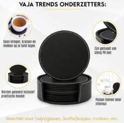 Vaja Trends Luxe Leren Onderzetters Voor Glazen - Met Houder - Set Van 10 - Zwart - Waterafstotend En Hittebestendig 17 Vaja Trends Luxe Leren Onderzetters Voor Glazen - Met Houder - Set Van 10 - Zwart - Waterafstotend En Hittebestendig -Skimask 1200x1191 42