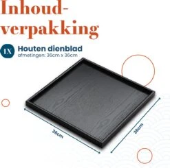 MIRO Houten Dienblad Vierkant - Decoratieve Dienbladen - Serveerblad - Sierblad - 36 X 36 CM - Zwart -Skimask 1200x1192 22