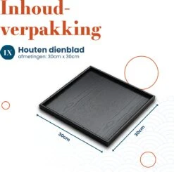 MIRO Houten Dienblad Vierkant - Decoratieve Dienbladen - Serveerblad - Sierblad - 30 X 30 CM - Zwart -Skimask 1200x1192 24
