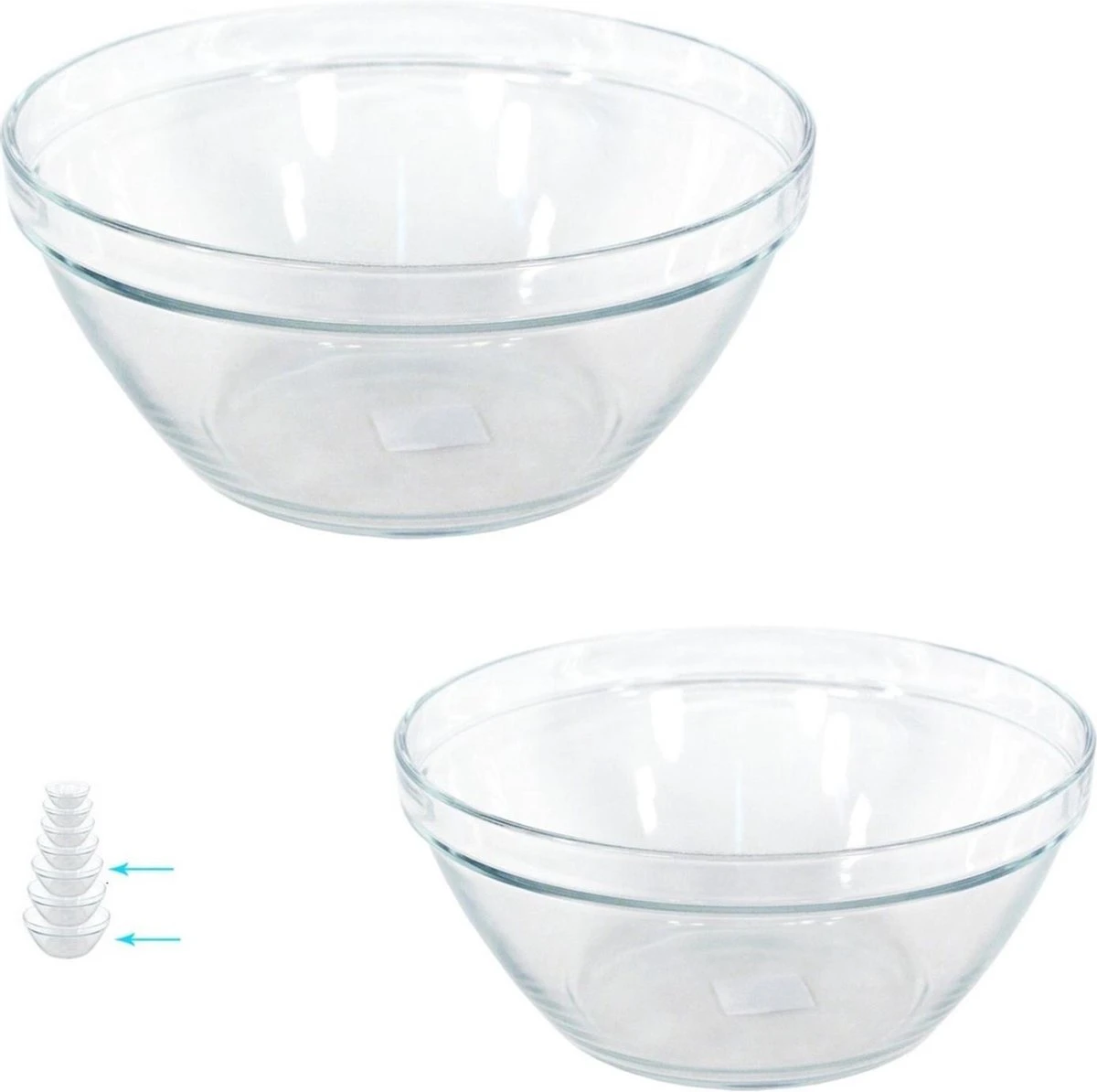 Merkloos Set Van 3x Glazen Saladekommen/keukenschalen Pompei 26 En 20 Cm - Schalen/kommen/mengkommen Van Glas 4 Merkloos Set Van 3x Glazen Saladekommen/keukenschalen Pompei 26 En 20 Cm - Schalen/kommen/mengkommen Van Glas - Afbeelding 2