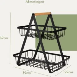 Clear Living - Fruitschaal Large - Fruitmand - Fruitschaal Zwart - Fruitschaal Metaal - Fruitschaal 2 Lagen - Zwart - Large -Skimask 1200x1194 44