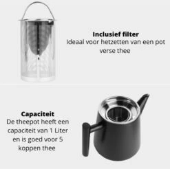 Castagnola Theepot Met Filter – Theekan – Theepot Dubbelwandig – Theepot Roestvrijstaal – Hoogwaardig RVS – 1 Liter – 5 Kopjes Thee – Zwart 15 Castagnola Theepot Met Filter – Theekan – Theepot Dubbelwandig – Theepot Roestvrijstaal – Hoogwaardig RVS – 1 Liter – 5 Kopjes Thee – Zwart -Skimask 1200x1195 42