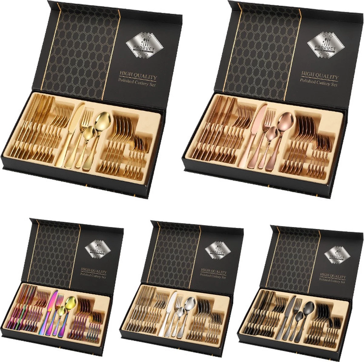 Merkloos Melili Bestekset-Bestek Set 24-delig-6 Persoons Bestekset-tafelmes-tafelvork-soeplepel-dessertlepel-roestvrijstalen Bestekset-multi Kleur 4 Merkloos Melili Bestekset-Bestek Set 24-delig-6 Persoons Bestekset-tafelmes-tafelvork-soeplepel-dessertlepel-roestvrijstalen Bestekset-multi Kleur - Afbeelding 2