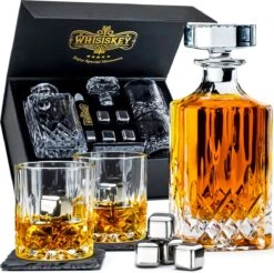 Whisiskey Whiskey Karaf - Klassiek - Whiskey Glazen - Luxe Whiskey Karaf Set - 0,9 L – Decanteer Set - Whisky Set - Incl. 2 Tumbler Glazen - Peaky Blinders - Cadeau Voor Man & Vrouw