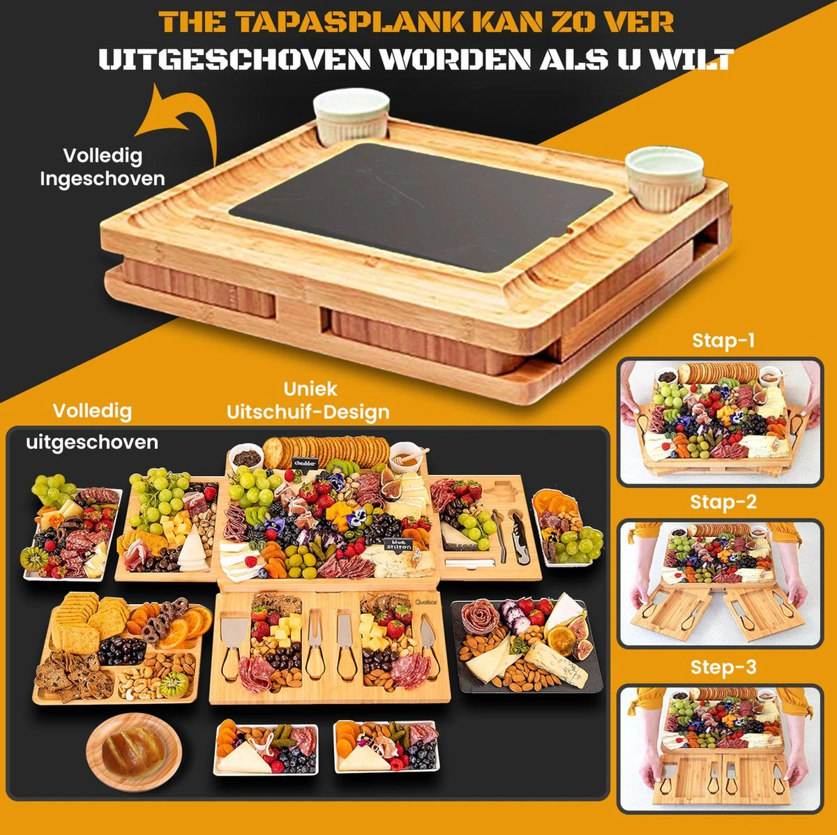 Tapasplank - Borrelplank - Serveerplank - Kaasplank - Hapjesplank - Inclusief Kaasmesjes - Taspasplank Bamboe - Borrelplank Rond - Inclusief Ebook - 41 Cm 6 Tapasplank - Borrelplank - Serveerplank - Kaasplank - Hapjesplank - Inclusief Kaasmesjes - Taspasplank Bamboe - Borrelplank Rond - Inclusief Ebook - 41 Cm - Afbeelding 4