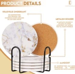 Castagnola Keramische Onderzetters Met Houder – Onderzetters Voor Glazen – Onderzetters Design – Onderzettersset – Drink Onderzetters – Keramisch – Kurk – Set Van 6 – Wit/Goud 19 Castagnola Keramische Onderzetters Met Houder – Onderzetters Voor Glazen – Onderzetters Design – Onderzettersset – Drink Onderzetters – Keramisch – Kurk – Set Van 6 – Wit/Goud -Skimask 1200x1197 62