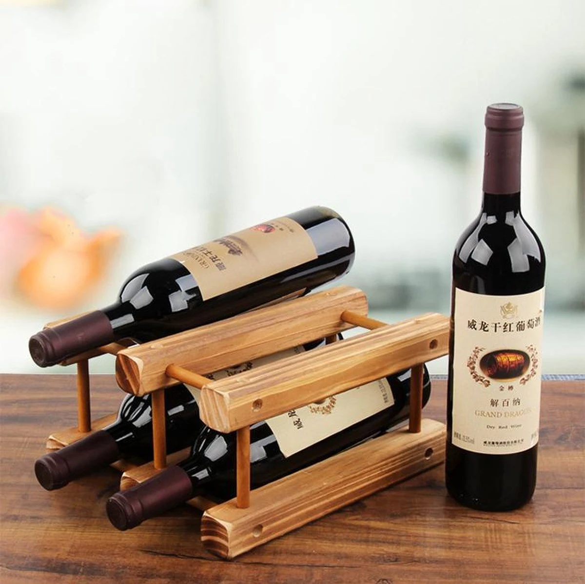 Merkloos Wijnrek - Wijnrek 12 Stuks - Wijnrek Hout - Uitbreidbaar 5 Merkloos Wijnrek - Wijnrek 12 Stuks - Wijnrek Hout - Uitbreidbaar - Afbeelding 3