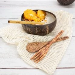 Ecowize Coconut Bowls (Set Van 3) - Kokosnoot Kom & Schaal - Met 3 Lepels, 3 Vorken En 8 Bamboe Rietjes - Zero Waste & Herbruikbaar - Duurzaam Cadeau -Skimask 1200x1198 49