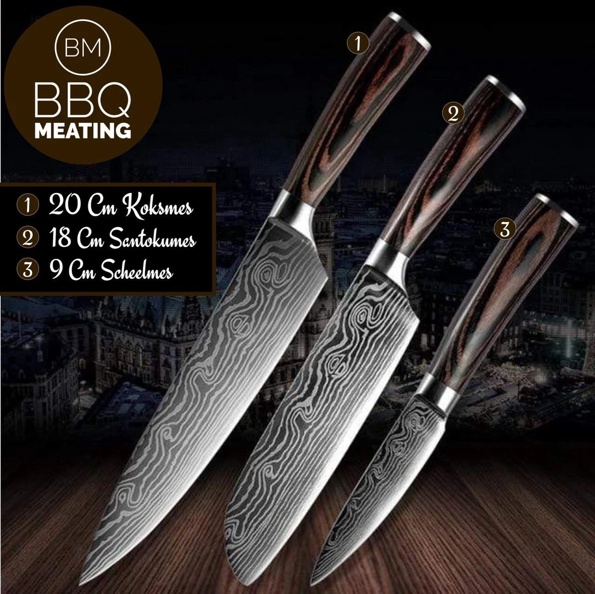 BBQ Meating® 8 Delige Professionele Messenset – Koksmessen - Japanse Messen – Gift Box - ZONDER BLOK 6 BBQ Meating® 8 Delige Professionele Messenset – Koksmessen - Japanse Messen – Gift Box - ZONDER BLOK - Afbeelding 4