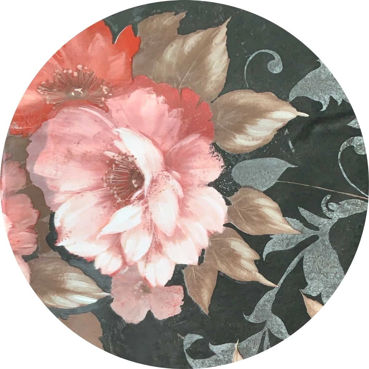 Merkloos Rond Tafelzeil - Ø 140 Cm - Roses - Zwart 4 Merkloos Rond Tafelzeil - Ø 140 Cm - Roses - Zwart - Afbeelding 2