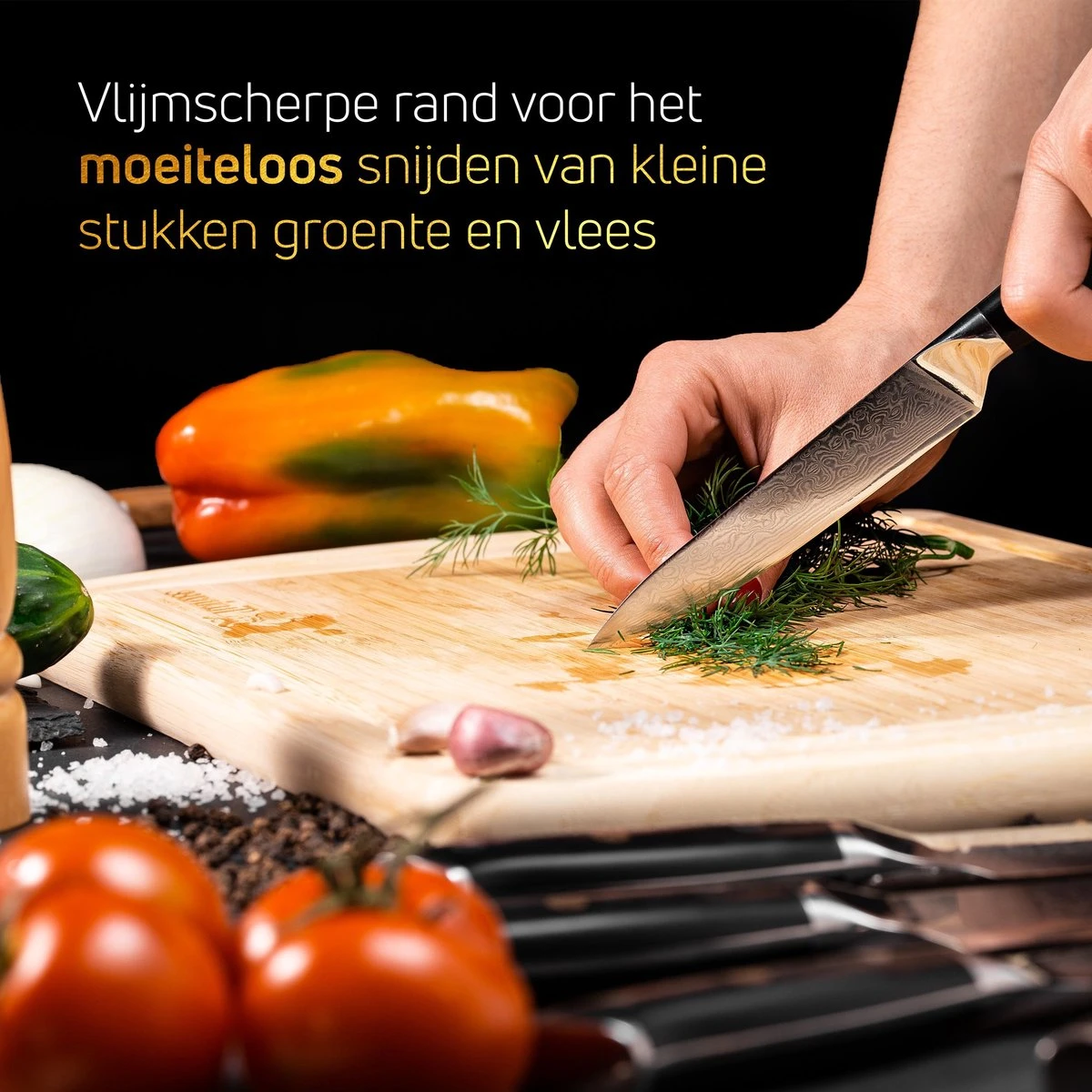 VDN Universeel Officemes Damascus - Elegance Serie - VG-10 Japans Damaststaal - 67 Lagen Staal 6 VDN Universeel Officemes Damascus - Elegance Serie - VG-10 Japans Damaststaal - 67 Lagen Staal - Afbeelding 4