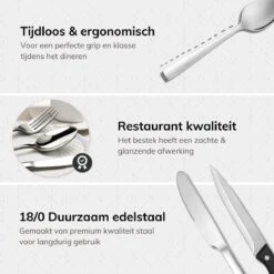 Deleca 8 Persoons Bestekset (48-delig) - Lepels, Messen, Vorken & Steakmessen - Vaatwasserbestendig - Zilver / RVS 17 Deleca 8 Persoons Bestekset (48-delig) - Lepels, Messen, Vorken & Steakmessen - Vaatwasserbestendig - Zilver / RVS -Skimask 1200x1200 1015
