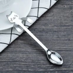 Merkloos 4 Theelepels Hangende Kat - Katten Koffielepel - RVS - Zilverkleurig -Skimask 1200x1200 1031