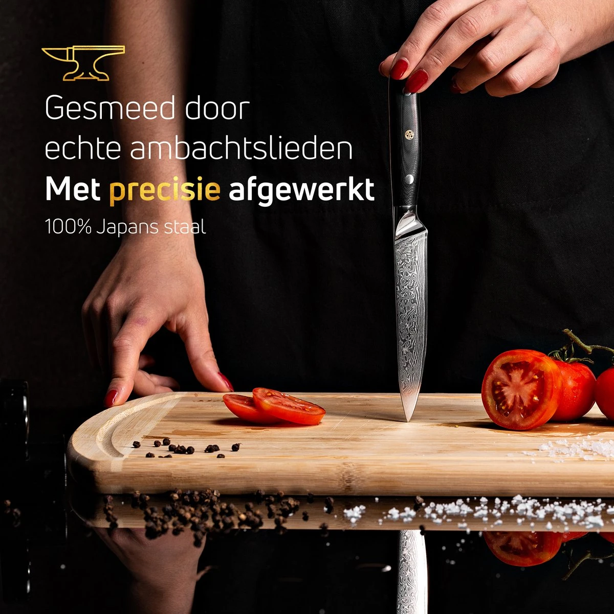 VDN Universeel Officemes Damascus - Elegance Serie - VG-10 Japans Damaststaal - 67 Lagen Staal 14 VDN Universeel Officemes Damascus - Elegance Serie - VG-10 Japans Damaststaal - 67 Lagen Staal - Afbeelding 12