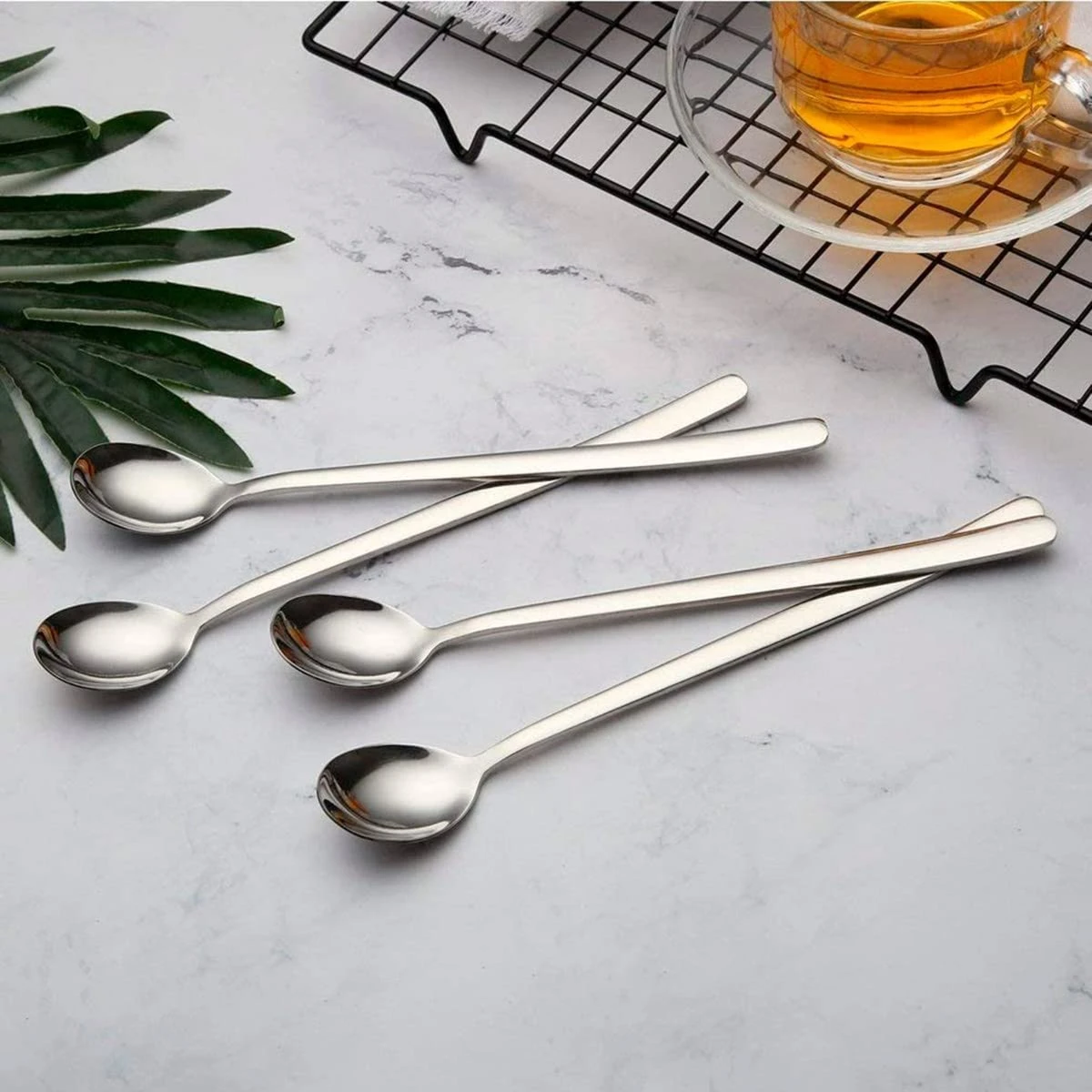 House Of Husk Latte Macchiato Lepels Set - Lange Theelepels - Koffielepels - Longdrinklepels - Sorbetlepels - Barlepel - RVS - 6 Stuks - 20CM - Zilver 10 House Of Husk Latte Macchiato Lepels Set - Lange Theelepels - Koffielepels - Longdrinklepels - Sorbetlepels - Barlepel - RVS - 6 Stuks - 20CM - Zilver - Afbeelding 8