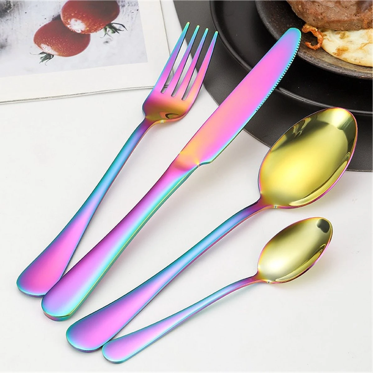 Merkloos Melili Bestekset-Bestek Set 24-delig-6 Persoons Bestekset-tafelmes-tafelvork-soeplepel-dessertlepel-roestvrijstalen Bestekset-multi Kleur 5 Merkloos Melili Bestekset-Bestek Set 24-delig-6 Persoons Bestekset-tafelmes-tafelvork-soeplepel-dessertlepel-roestvrijstalen Bestekset-multi Kleur - Afbeelding 3