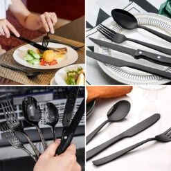 Deleca 6 Persoons Bestekset (36-delig) - Lepels, Messen, Vorken & Steakmessen - Vaatwasserbestendig - Zwart / RVS -Skimask 1200x1200 1116