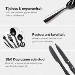 Deleca 6 Persoons Bestekset (36-delig) - Lepels, Messen, Vorken & Steakmessen - Vaatwasserbestendig - Zwart / RVS -Skimask 1200x1200 1118