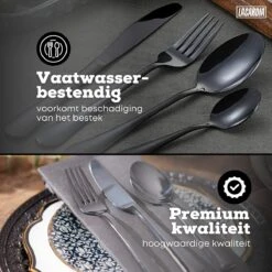 LaCardia Bestekset Glans Zwart – 24-delig Bestek – 6 Persoons – Bestek Zwart Voor 6 Personen -Skimask 1200x1200 1124
