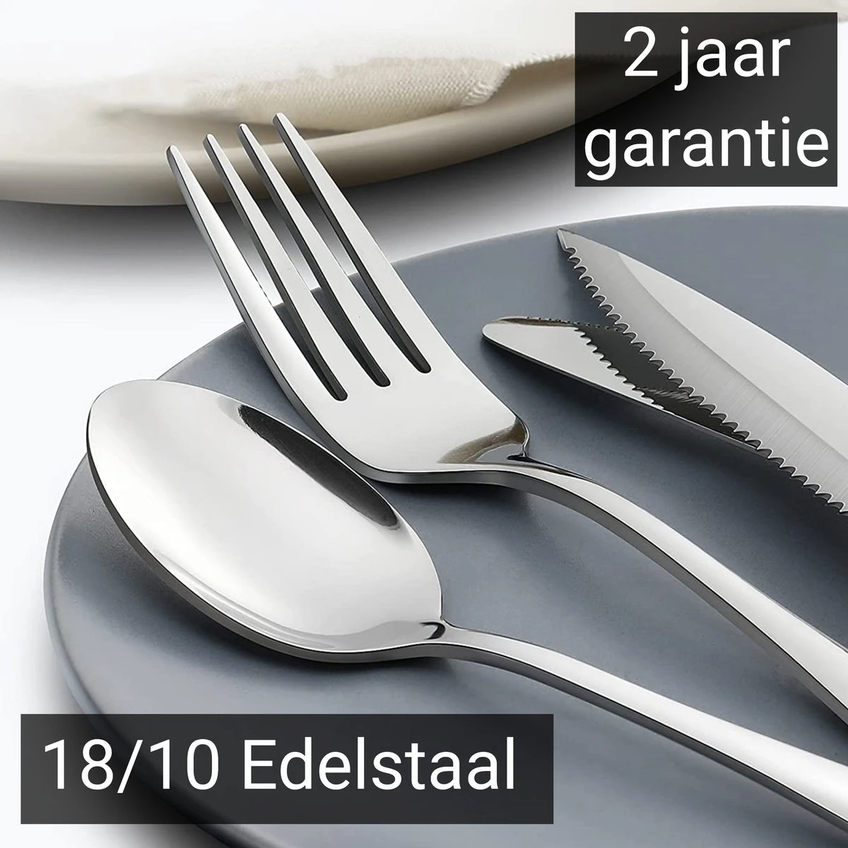 Perow 8 Persoons Bestekset - 48 Delig - 18/10 Edelstaal - Lepels, Messen, Vorken & Steakmessen - Vaatwasser Bestendig - Zilver 4 Perow 8 Persoons Bestekset - 48 Delig - 18/10 Edelstaal - Lepels, Messen, Vorken & Steakmessen - Vaatwasser Bestendig - Zilver - Afbeelding 2