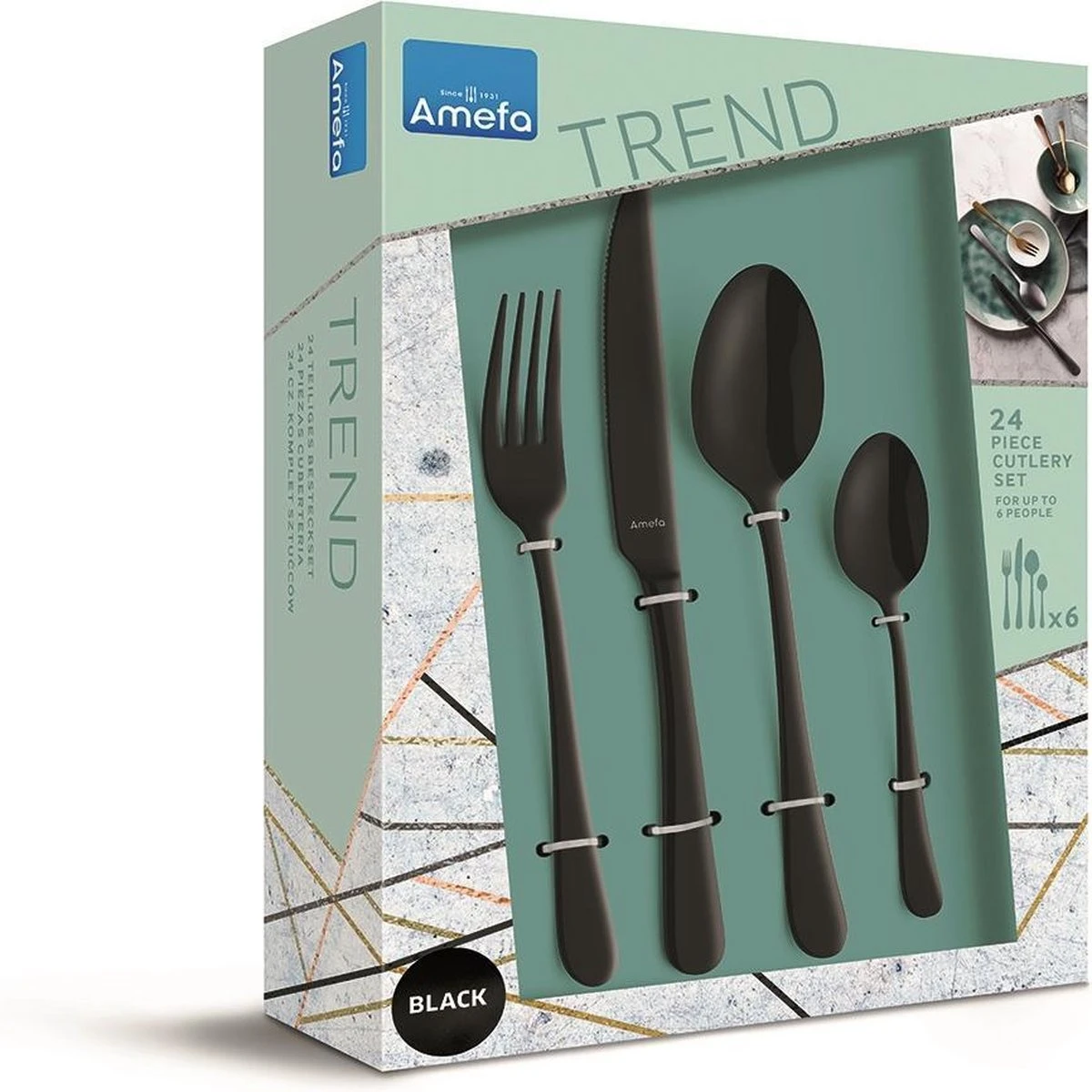 Amefa Vintage Bestekset - 24-delig - 6 Persoons - Zwart 4 Amefa Vintage Bestekset - 24-delig - 6 Persoons - Zwart - Afbeelding 2