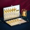 Cadeau 30-delige Gouden Zilverwerk Set Bestekset, Velaze 18/10 Roestvrijstalen Gebruiksvoorwerpen Service Voor 6 Personen Inclusief Dinerlepel, Diner Vork, Diner Mes, Dessertvork En Theelepel, Spiegel Gepolijst Ontwerp -Skimask 1200x1200 1180