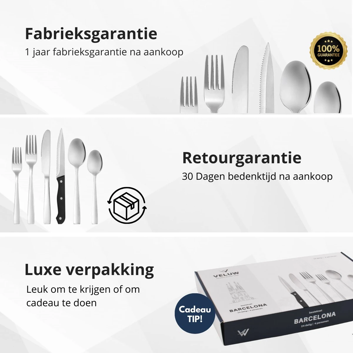 Veluw Bestekset 4 Persoons - Barcelona Bestekset 24 Delig - RVS 18/0 11 Veluw Bestekset 4 Persoons - Barcelona Bestekset 24 Delig - RVS 18/0 - Afbeelding 9