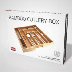 Gadgy Uitschuifbare Bestekbak - Uitschuifbare Bestekcassette Hout - Besteklade - Ladeverdeler - 6/8 Vakken - Bamboe -Skimask 1200x1200 1295