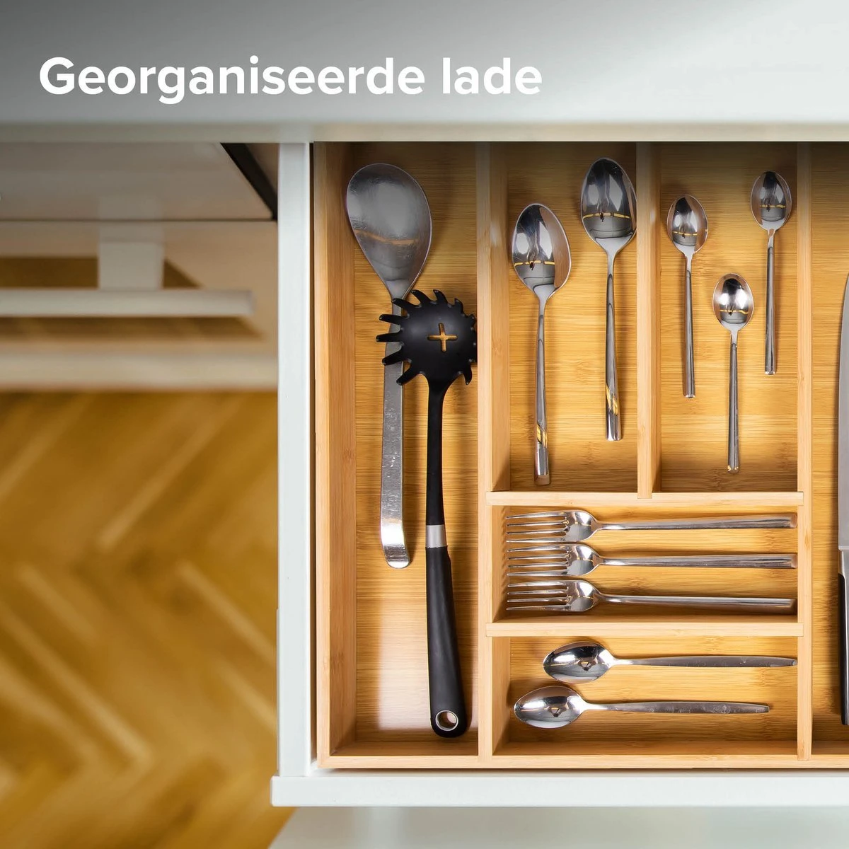 Bamboe Bestekbak Van Coninx 41x47cm | Besteklade | Bestekhouder | Opbergbak | Duurzaam | Voor Laden Van 47cm Diep 5 Bamboe Bestekbak Van Coninx 41x47cm | Besteklade | Bestekhouder | Opbergbak | Duurzaam | Voor Laden Van 47cm Diep - Afbeelding 3