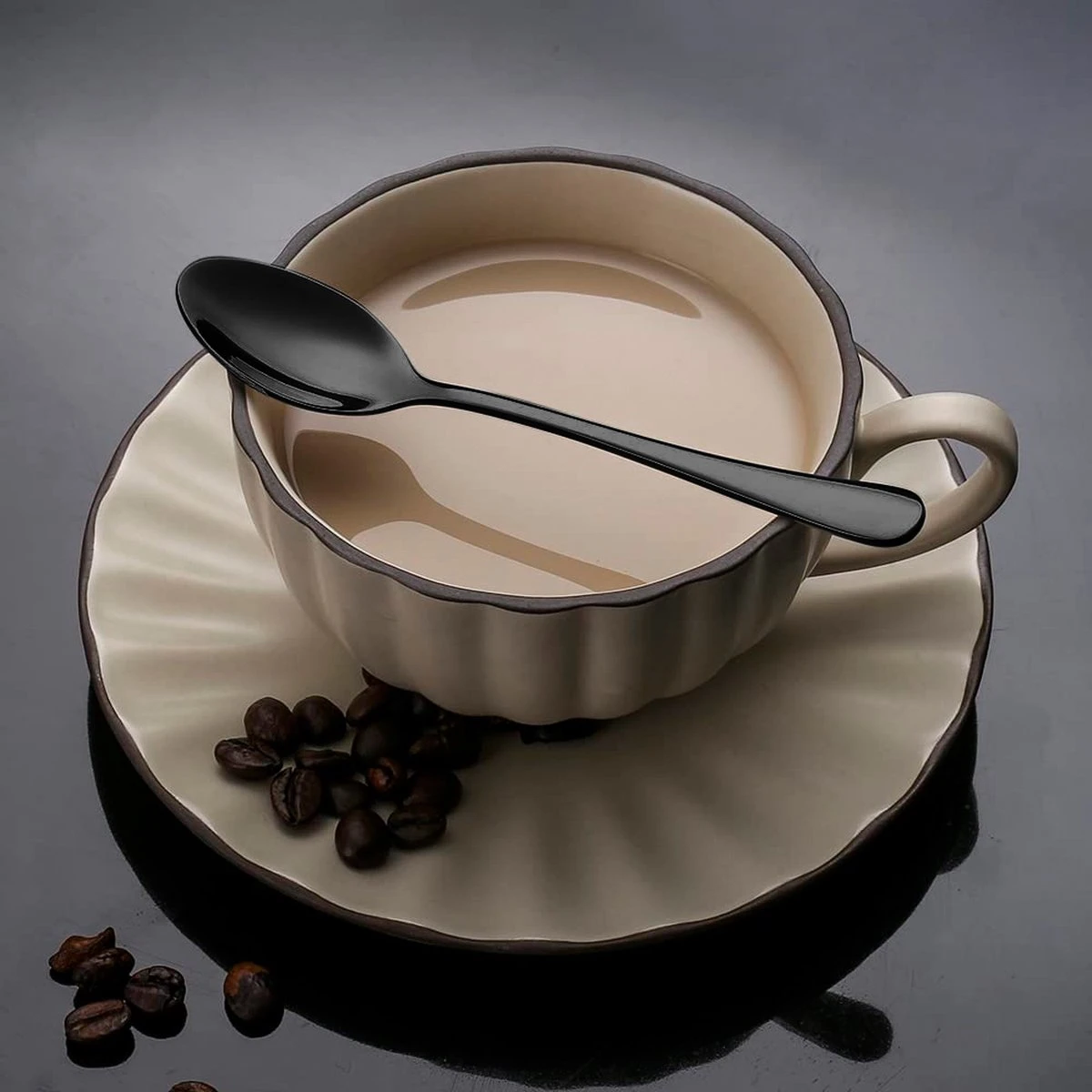 Alheco 6 Ovale Theelepels - 12.3cm - RVS Theelepeltjes - Zwart 4 Alheco 6 Ovale Theelepels - 12.3cm - RVS Theelepeltjes - Zwart - Afbeelding 2