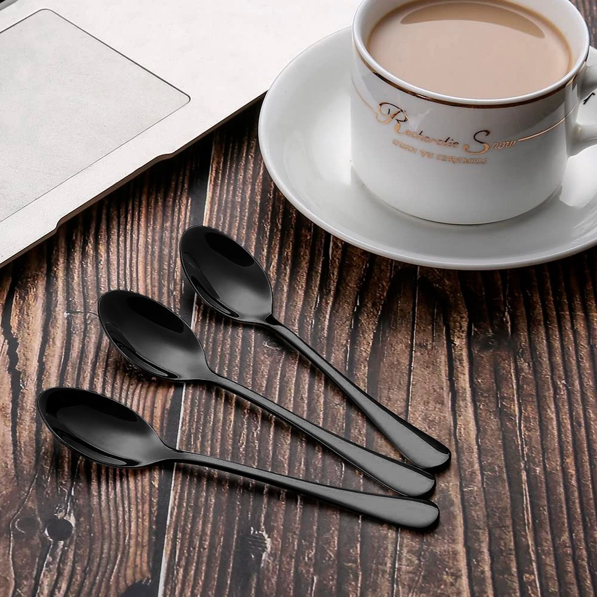 Alheco 6 Ovale Theelepels - 12.3cm - RVS Theelepeltjes - Zwart 5 Alheco 6 Ovale Theelepels - 12.3cm - RVS Theelepeltjes - Zwart - Afbeelding 3