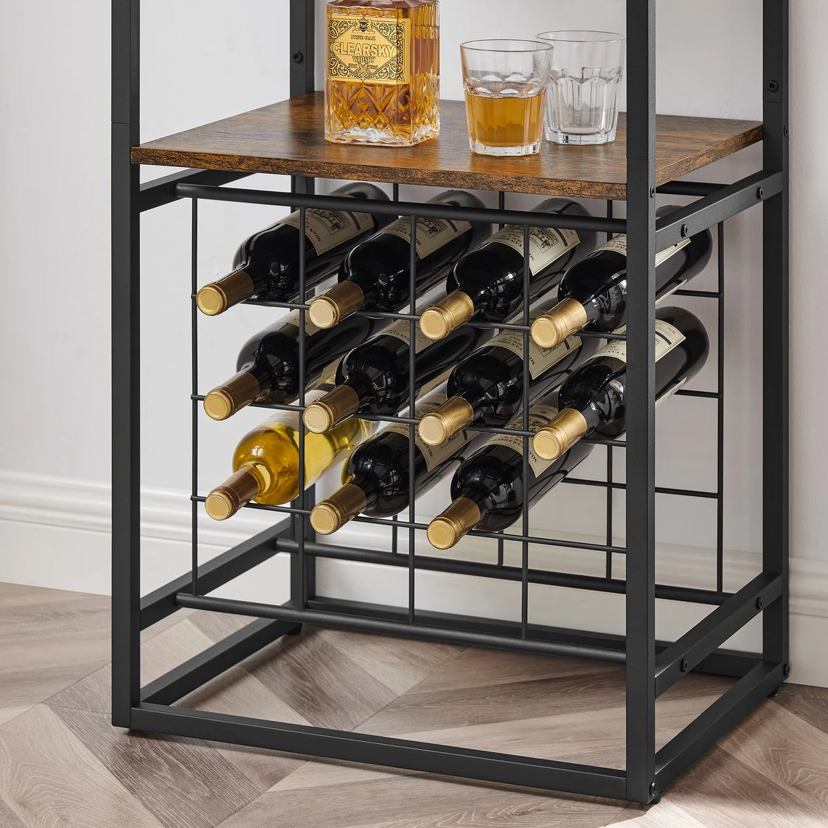 IN.HOMEXL - Sheaf - Wijnrek Voor 20 Flessen - Industrieel - Wijnrek Metaal - Bruin / Zwart - Flessenrek - 52 X 40 X 113 Cm 8 IN.HOMEXL - Sheaf - Wijnrek Voor 20 Flessen - Industrieel - Wijnrek Metaal - Bruin / Zwart - Flessenrek - 52 X 40 X 113 Cm - Afbeelding 6