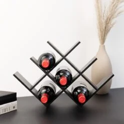 Navaris Bamboe Wijnrek 8 Sleuven - Houten Wijnstandaard Voor Het Organiseren En Bewaren Van Flessen - Zwart -Skimask 1200x1200 1545