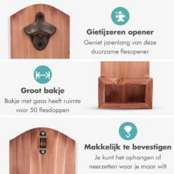 Bieropener En Flesopener Muur Met Opvangbak - Flessenopener - Wand - Hout - Opener Bier - Voor Binnen En Buiten -Skimask 1200x1200 1558