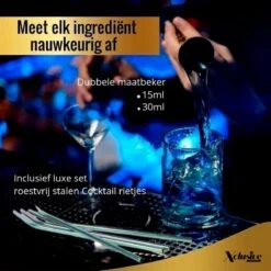 Xclusive-lifestyle® Luxe Cocktail Set - 16-Delige Cocktailset - Cocktail Shaker - 750ml - Robuuste Bamboe Houder - Nederlandstalig Receptboekje En RVS Cocktailrietjes - Luxe Cadeauverpakking - Een Uniek Kado -Skimask 1200x1200 1632