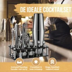 Strex Cocktail Set Zilver RVS 21 Delig (750ml) - Incl. NL Receptenboek - Cocktail Shaker - Cadeauverpakking -Skimask 1200x1200 1635