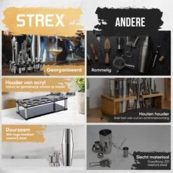 Strex Cocktail Set Zilver RVS 21 Delig (750ml) - Incl. NL Receptenboek - Cocktail Shaker - Cadeauverpakking -Skimask 1200x1200 1638