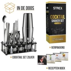 Strex Cocktail Set Zilver RVS 21 Delig (750ml) - Incl. NL Receptenboek - Cocktail Shaker - Cadeauverpakking -Skimask 1200x1200 1640