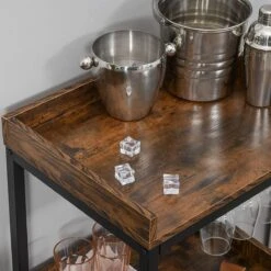 IN.HOMEXL Boxwel - Wijnkast - Wijnrek Metaal - Hout - Industrieel Kast - Voor 9 Flessen - 113 X 52 X 40 Cm Hout - Bruin/ Zwart -Skimask 1200x1200 1677