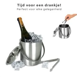 Cheqo® Luxe IJsemmer Met Tang - Dubbelwandig - RVS - IJstang - IJsblokjesemmer - Afsluitbaar -Skimask 1200x1200 1682