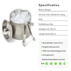 Cheqo® Luxe IJsemmer Met Tang - Dubbelwandig - RVS - IJstang - IJsblokjesemmer - Afsluitbaar -Skimask 1200x1200 1683