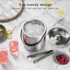 Cheqo® Luxe IJsemmer Met Tang - Dubbelwandig - RVS - IJstang - IJsblokjesemmer - Afsluitbaar -Skimask 1200x1200 1685
