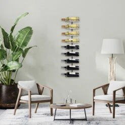 Cosas - Hangend Zwart Metalen Wijnrek Voor Aan De Muur - Premium Kwaliteit Om 7 Flessen Wijn Stijlvol Op Te Hangen - Complete Set Inclusief Bevestigingsmateriaal En Afwerkmateriaal - Wijnrek Muur - Wijnrek Metaal - Wijnrek - Wijnrek Zwart - Hangend -Skimask 1200x1200 1687