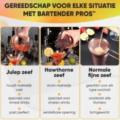 Cocktail Set Bartender Pros™ - Cocktail Shaker - 11-Delige Cocktailset - Boston Shaker - Cocktailshaker - Rose - RVS -Skimask 1200x1200 1725