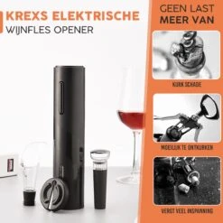 Krexs Elektrische Wijnopener – Kurkentrekker - Wijnopener - Wijn Accessoires - Flessenopener – Wijnstopper - Wijnfles Opener -Skimask 1200x1200 1746